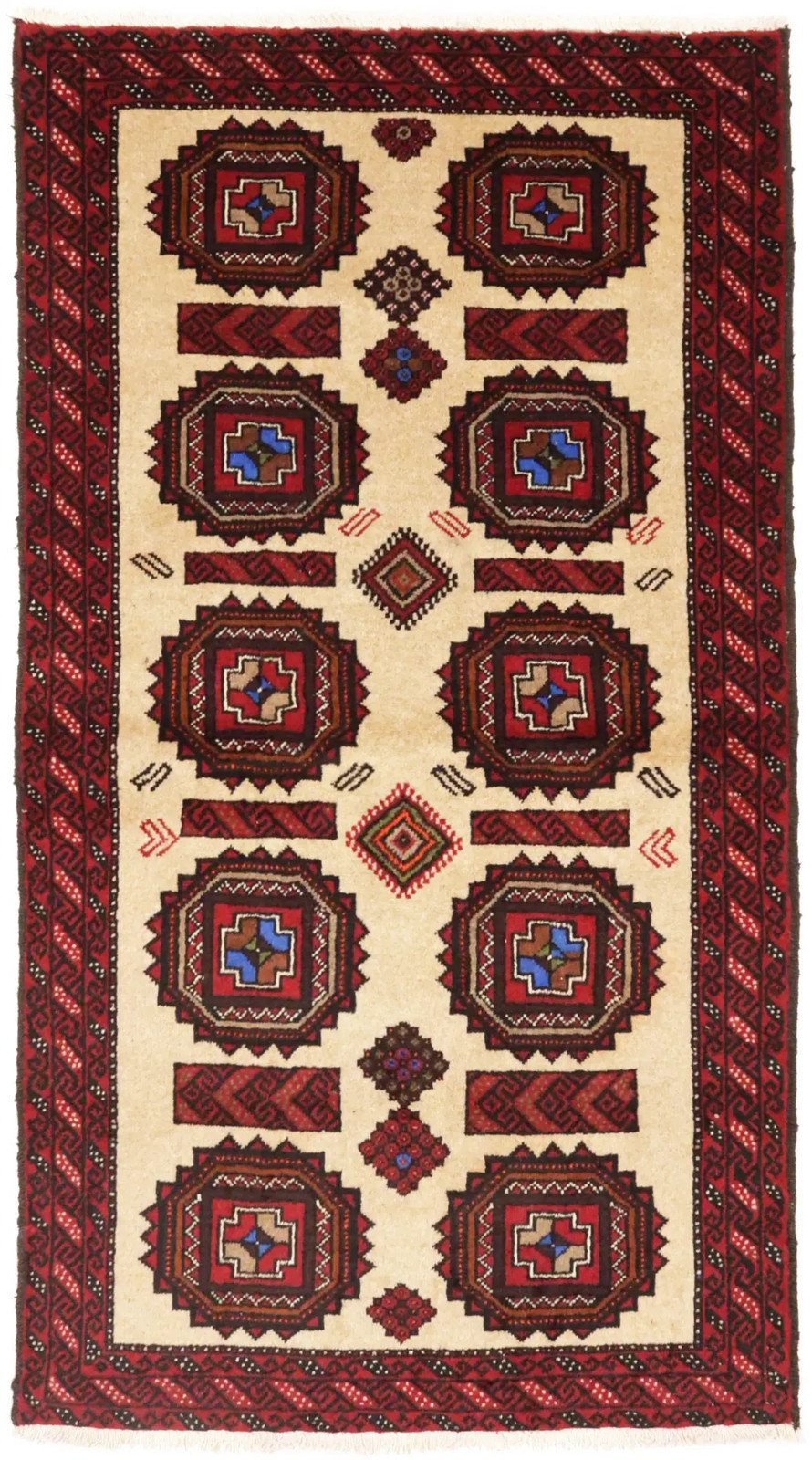 Hand-Knotted Farmhouse Oriental Rug Tribal Geometric Design Area Carpet 3X6 ft gallery