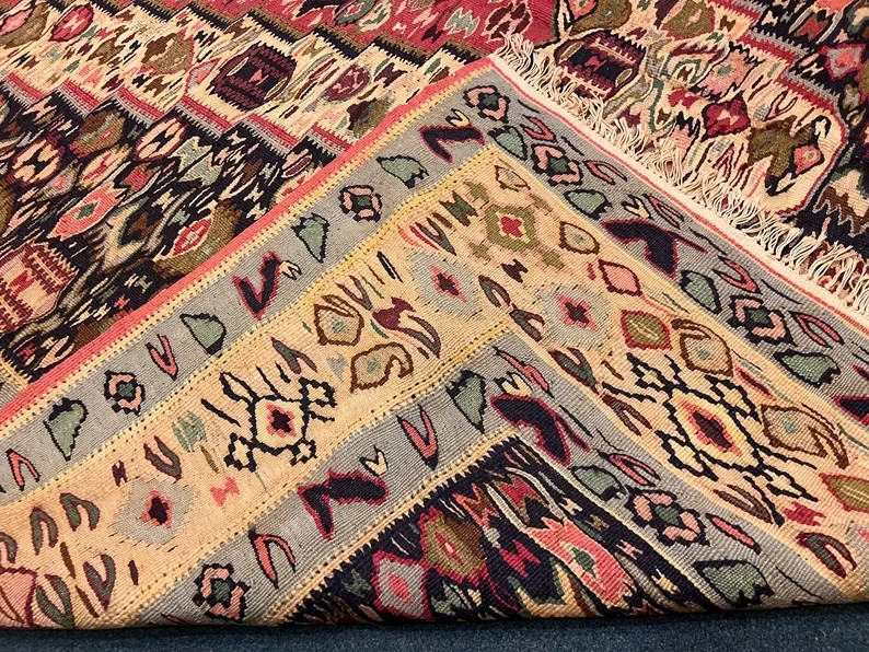 10 X 7 FT Stunning Vintage Super Fine Quality Senneh Knots Floral Kilim gallery
