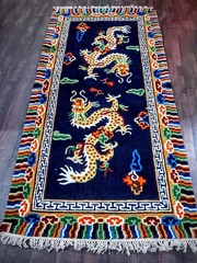 Handmade Antique Style Indo Tibetan Dragon Rugs 3×6 ft Vintage Wool Runner Rugs