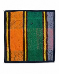 Vintage Afghan Wool Silk Kilim Rug Mat Handmade Striped Orange Green 13×13