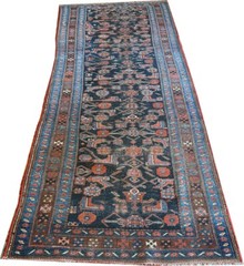 An Antique Tribal 4′ x 10′ Worn Out Kurd Bidjar Rug