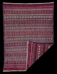 Authentic Wool Caucasian Wool Sumac Kilim Suzani Burgundy Burgundy Stripe Rug4x6