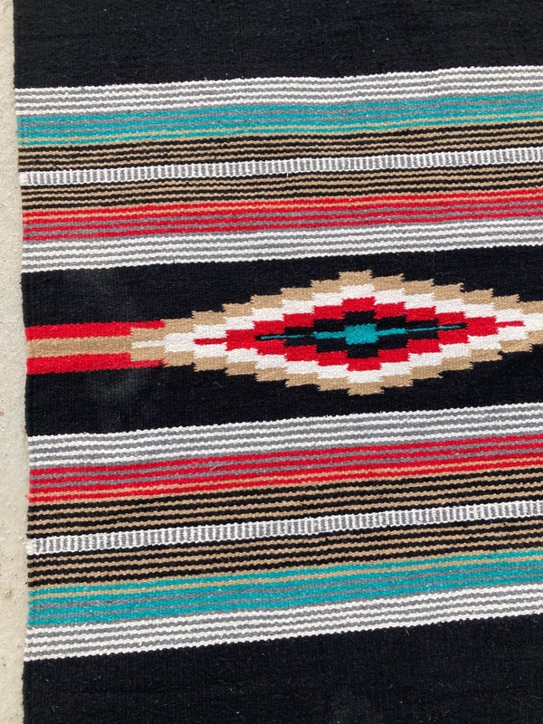 Vintage Handmade Traditional Navajo American Striped Kilim Floor Rug 163x78 cm gallery