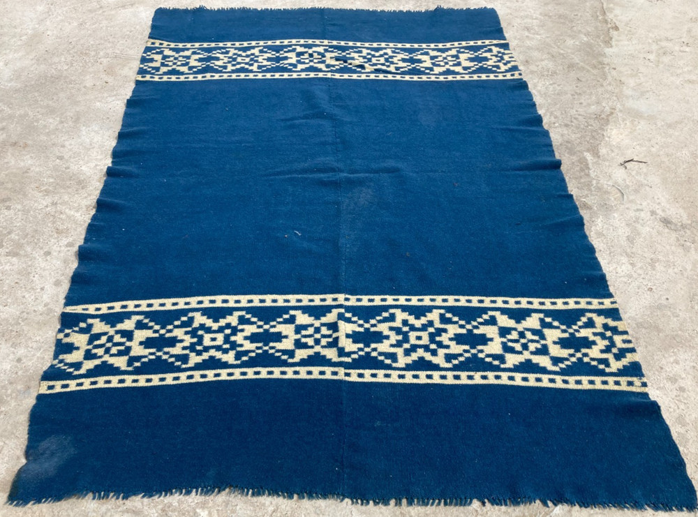 Vintage Handmade Turkish Geometric Wool Kilim Rug 220x149 cm