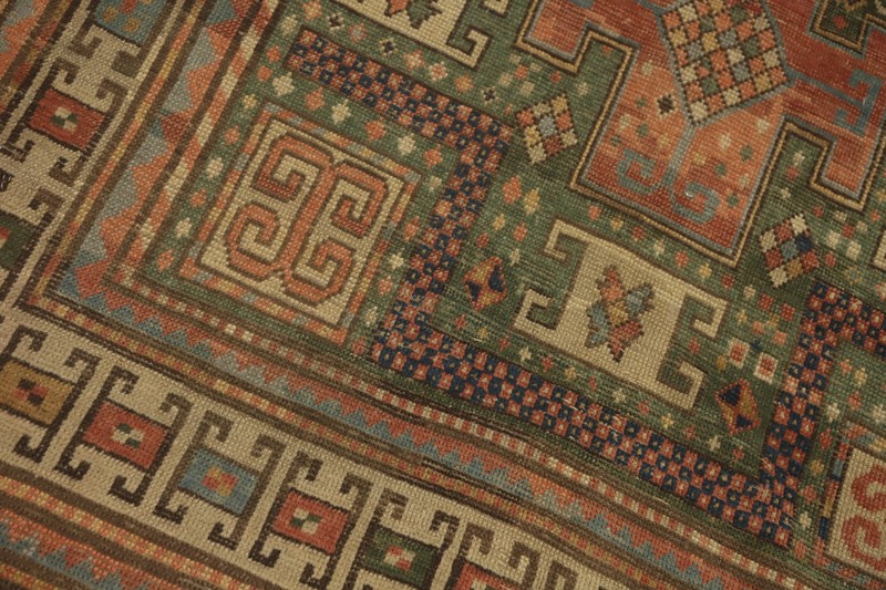 Pre-1900 Antique Kazak Vegetable Dye Rug 4x7 ft Hand-knotted Wool Old Carpet gallery