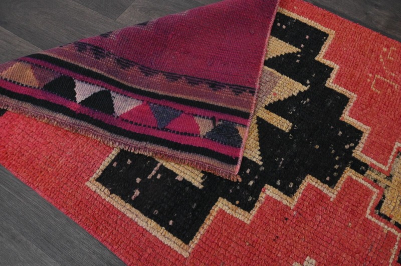 Vintage Turkish Runner Rug 2x10ft PINK Handmade Anatolian Oushak Hallway Wool gallery