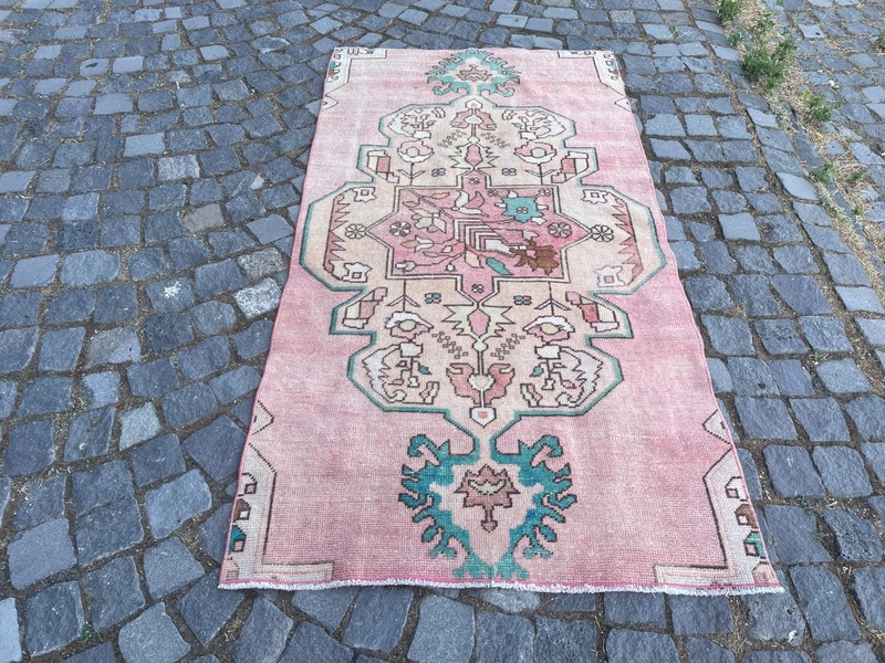 Bohemian Area Rug Handmade Wool Rug Turkish Vintage Traditional Rug 3,1 x 5,9 ft gallery