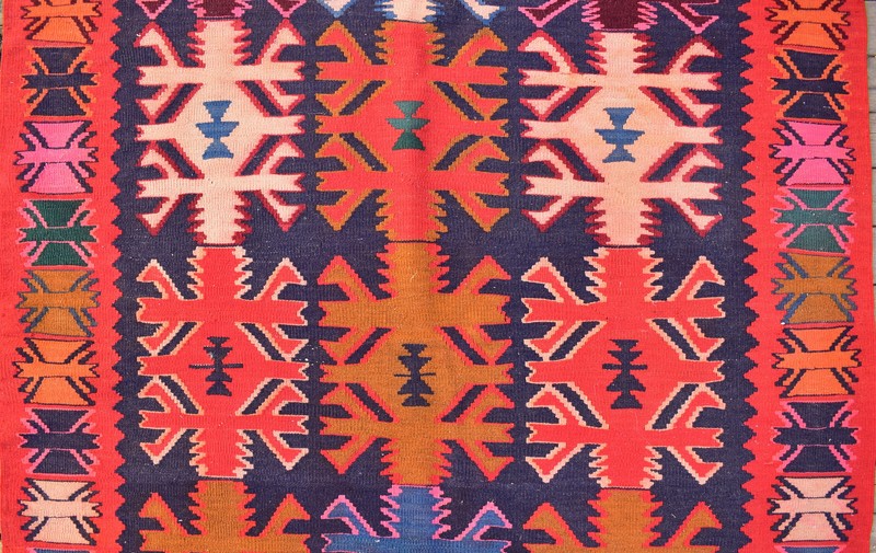 Caucasian Rug 55''x146'' Handwoven Kilim 140x373cm Rug Oriental Vintage 4x12 Rug gallery