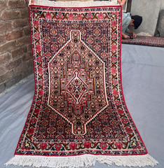 Pink Turkish Vintage Hand Knotted Geometric Tribal Medallion Moss Rug 2’6×4’5