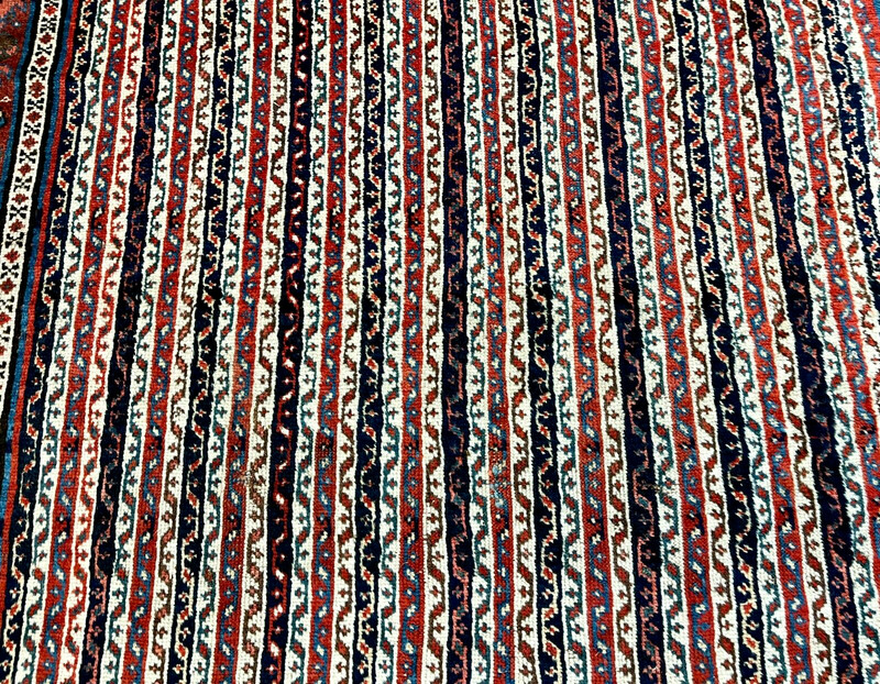 ANTIQUE 19th CENTURY STRIPED KHAMSEH TRIBAL ORENTAL RUG COLLECTOR 4' 3" x 7' gallery