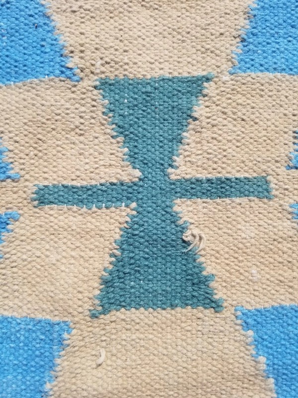 Distressed Vintage Handmade Traditional Geometric Multicolor Kilim Rug 6.8x4.3ft gallery