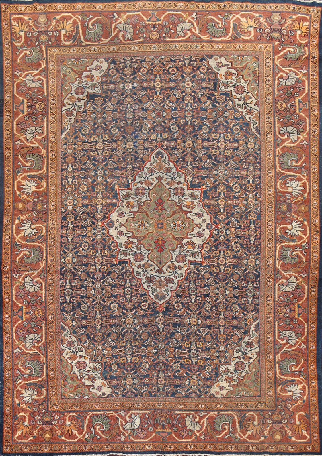 Pre-1900 Antique Mahal Hand-knotted Area Rug Vegetable Dye Oriental 9x12 Carpet gallery
