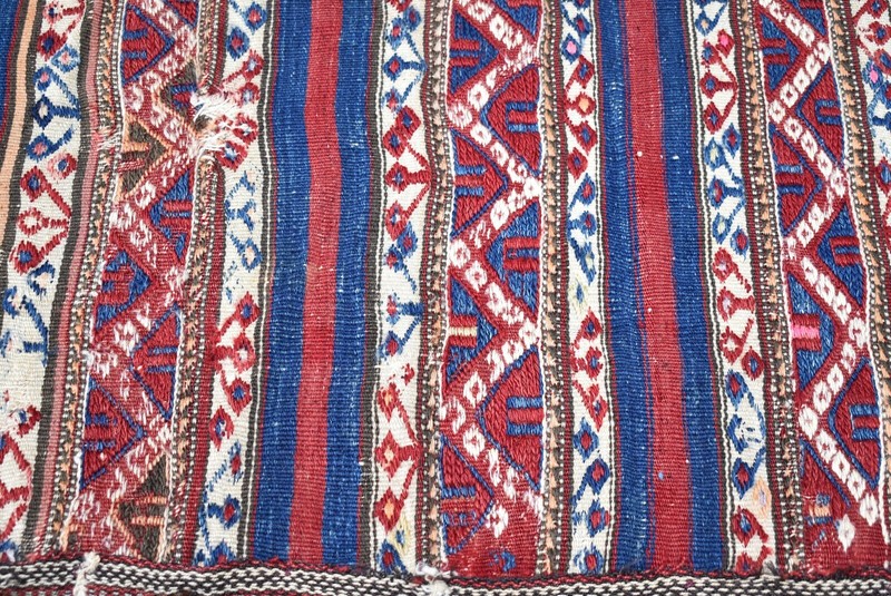 Fabulous Antique Anatolian Bergama Sumac Chuval Collector's Piece Kilim Chuval gallery
