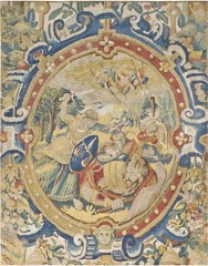 2’x2′ Antique 17th Century Square Flemish Biblical Tapestry Of David and