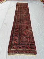 3×12 Antique Afghan oriental Runner Rug, Hand-Knotted Tribal Wool Hallway Carpet