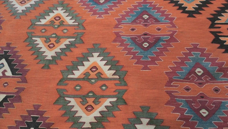 8' x 10' AHTIQUE TURKISH KILIM NAVAJO DESIGN HAND-WOVEN WOOL ORIENTAL RUG gallery