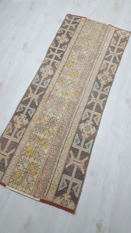 Vintage Patchwork Handmade Rug Beige Decor Rug Runner Area Rug Retro Rug gallery