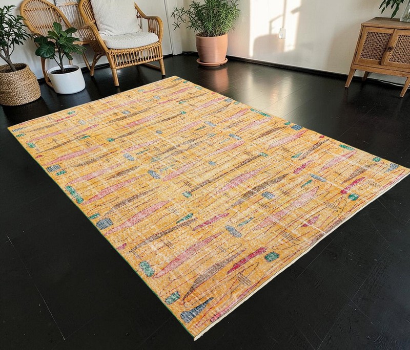 Vintage Turkish Art Deco Rug Hand-Knotted Area Rug 7x10 ft approx Zeki Müren Rug gallery