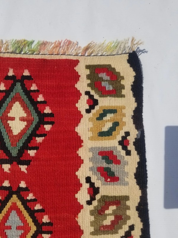 Vintage Traditional Handmade Turkish Wool Multi Kilim Rug 2.7x1.6ft gallery