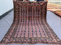 Antique Afghan Baluchi Area Rug 5×7 ft Pink Handmade Persian Style Tribal Carpet