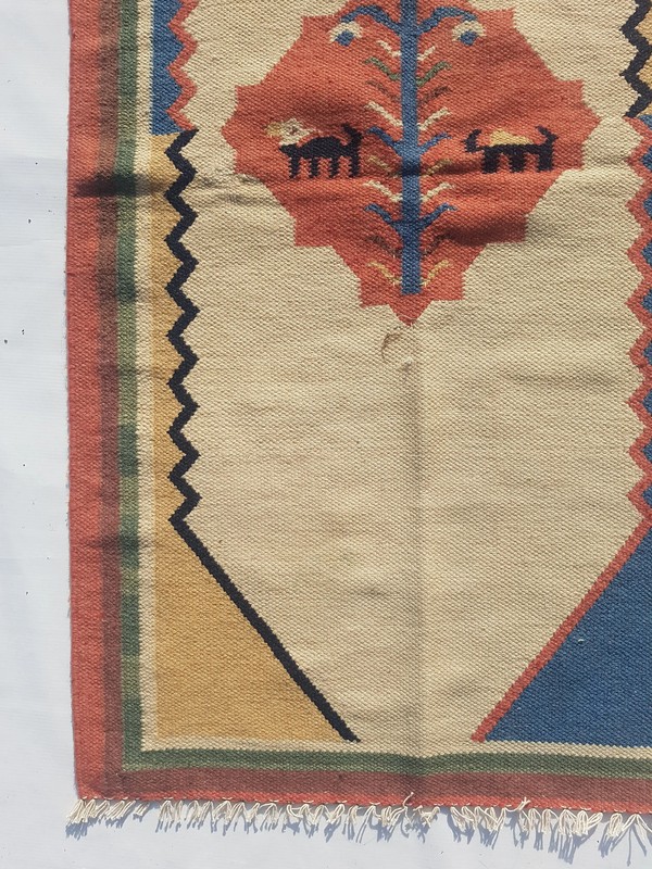 Vintage Handmade Traditional Geometric Multicolor Kilim Rug Carpet 4x2.2ft gallery