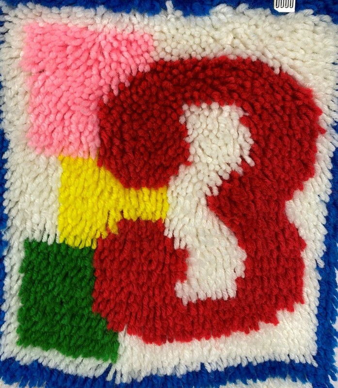 Childs Room Hand Crafted Yarn Loop Latch Hook Rug or Wall Hanging Vintage #21E gallery