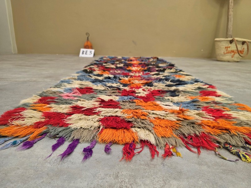 Vintage Moroccan Boucherouite Runner Rug2'7"x7'4"Handmade Berber Boho Multicolor gallery