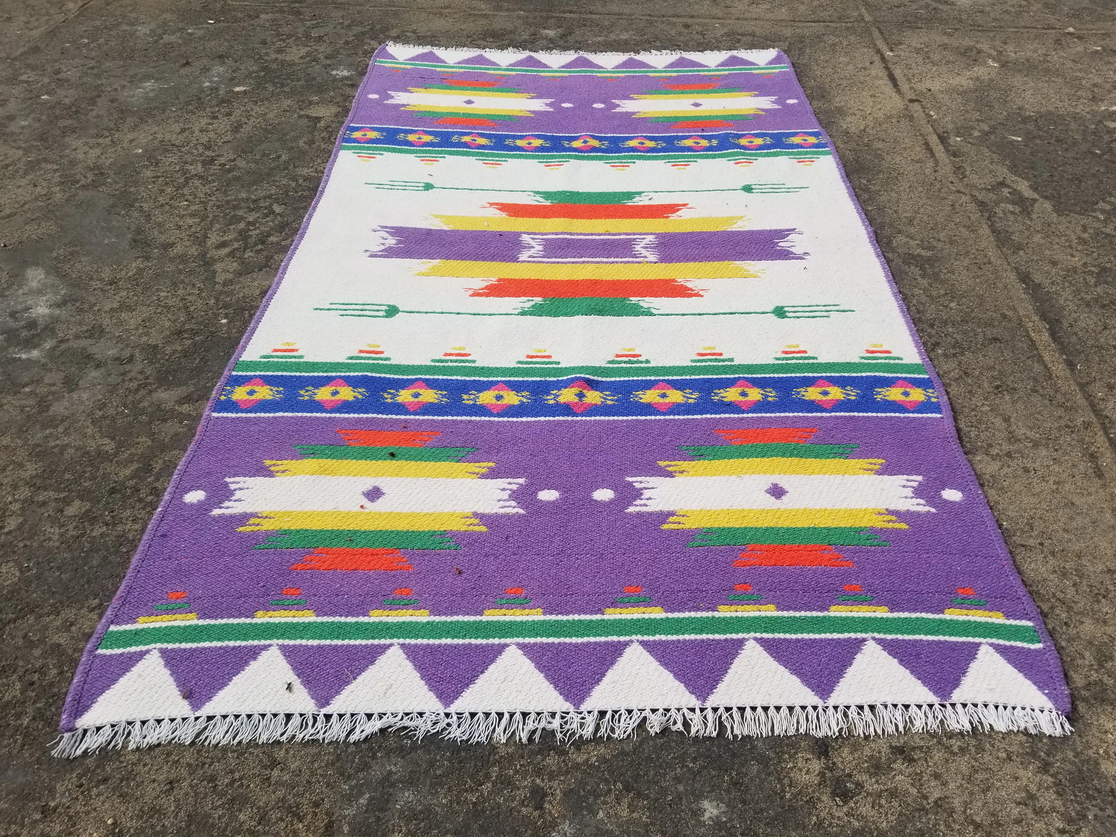 Vintage Traditional Handmade Mexican Style Wool Multicolor Kilim 5.6x3.3 ft gallery