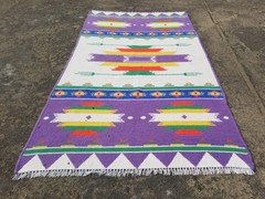 Vintage Traditional Handmade Mexican Style Wool Multicolor Kilim 5.6×3.3 ft