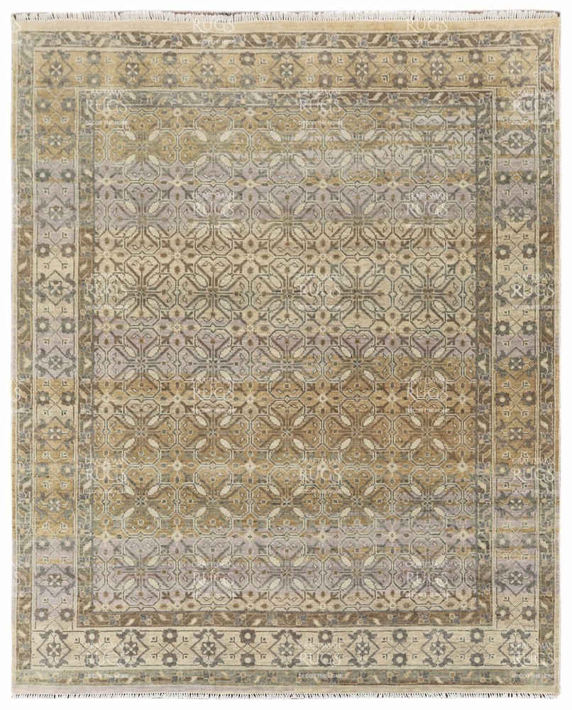 Muted Beige & Taupe Traditional Carpet 8x10 ft