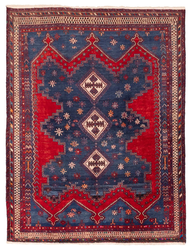 Vintage 5'11" x 7'7" Traditional Hand Knotted Vegetable Dye Wool Area Rug