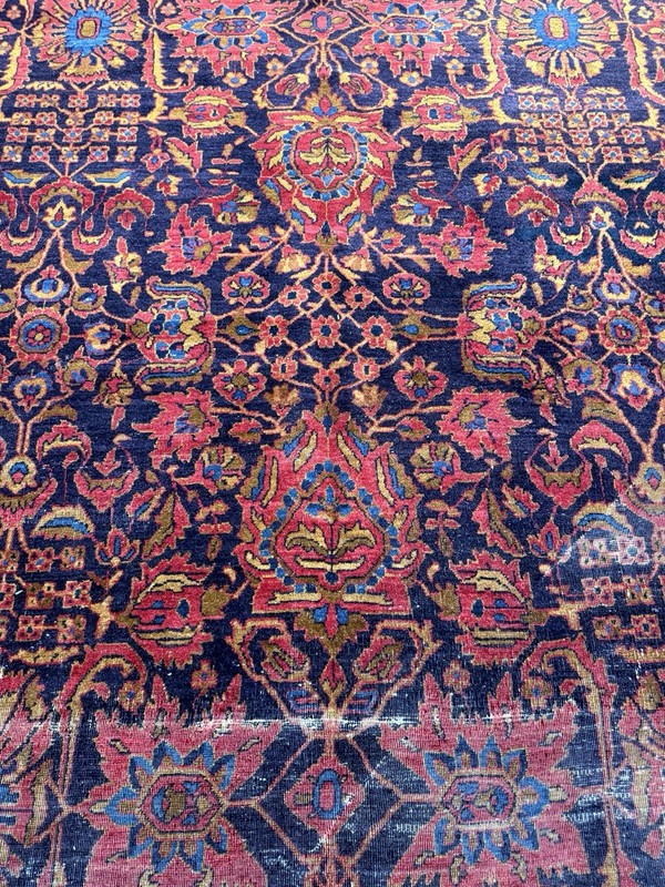ANTIQUE SAROUK MOHAJERAN RUG 9 X 11.2 CIRCA 1900 RARE gallery