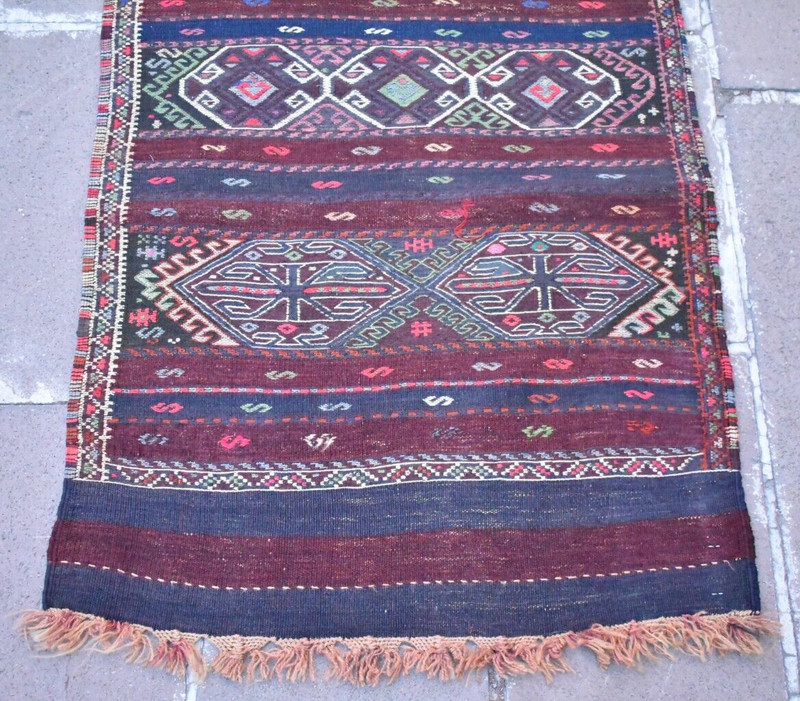 Vintage Rug 29'' x 75'' Turkish Soumak Herki Hallway Rug Kurdish Woven Area Rug gallery