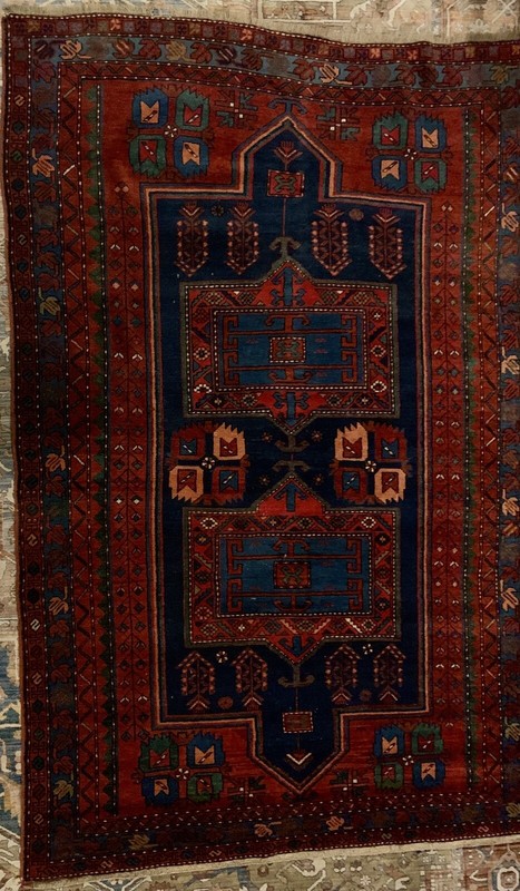 120+ Year Old Turkish Rug 1900s Antique. Handmade, Blue, Wool, 5.4 x 8.1 ft. gallery
