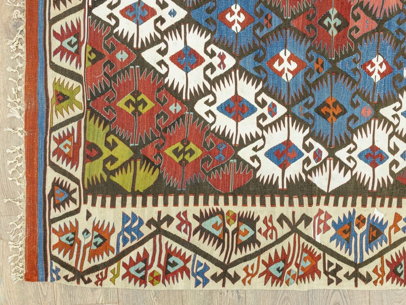Antique Turkish Kilim Rug 6' × 14'5" ft – Konya Tribal Wool Collectible Piece gallery