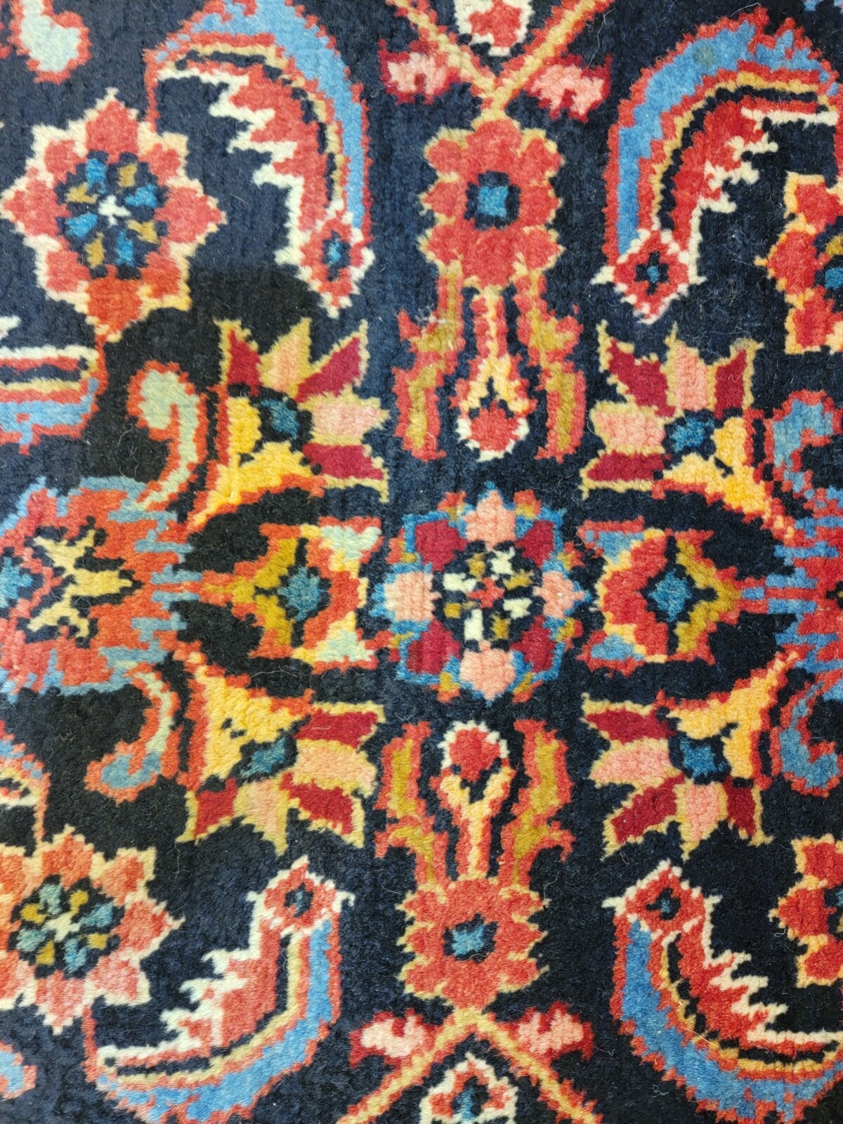 Antique Oriental Hand-Knotted Wool Area Rug Mahal Navy Blue/Red 10'10" x 13'9" gallery