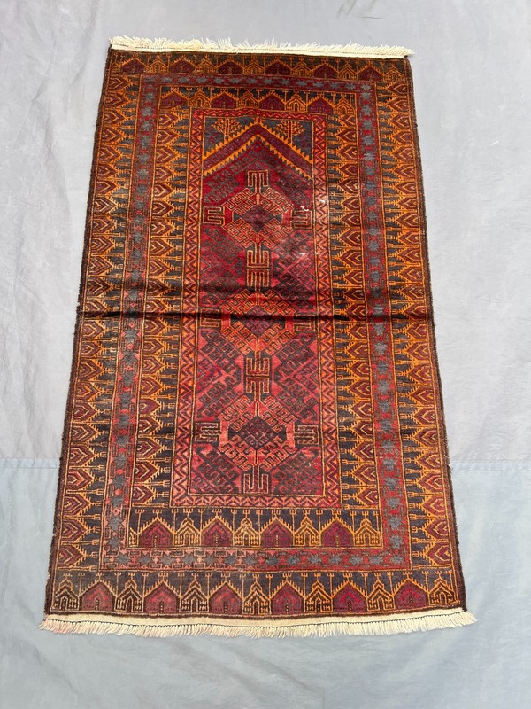 2'10 x 4'9 ft Vintage Afghan Baluchi Prayer Rug Hand Knotted Wool Oriental Rug gallery