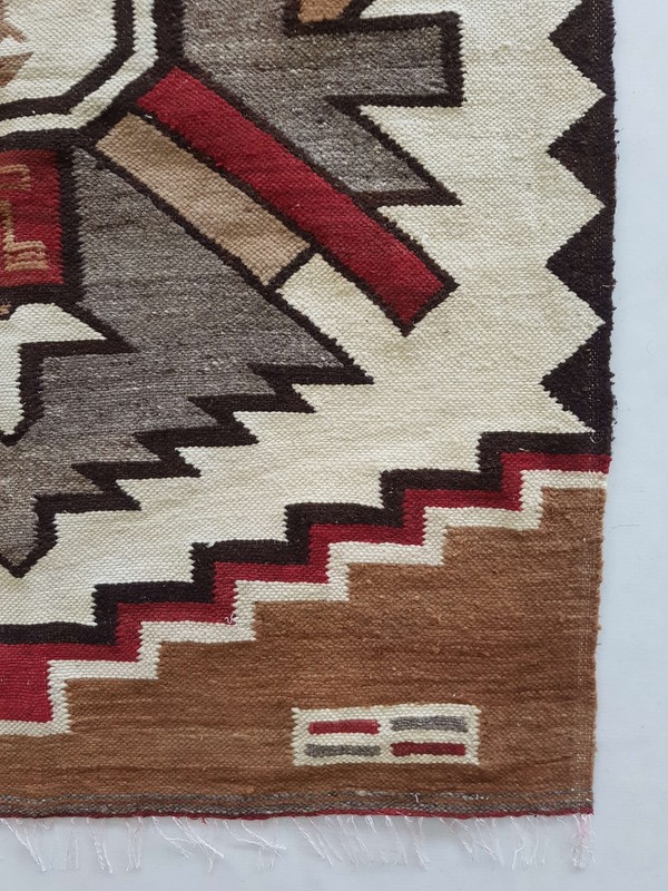 Vintage Handmade Peruvian Pictorial Multicolor Kilim Rug Carpet 134x104cm gallery