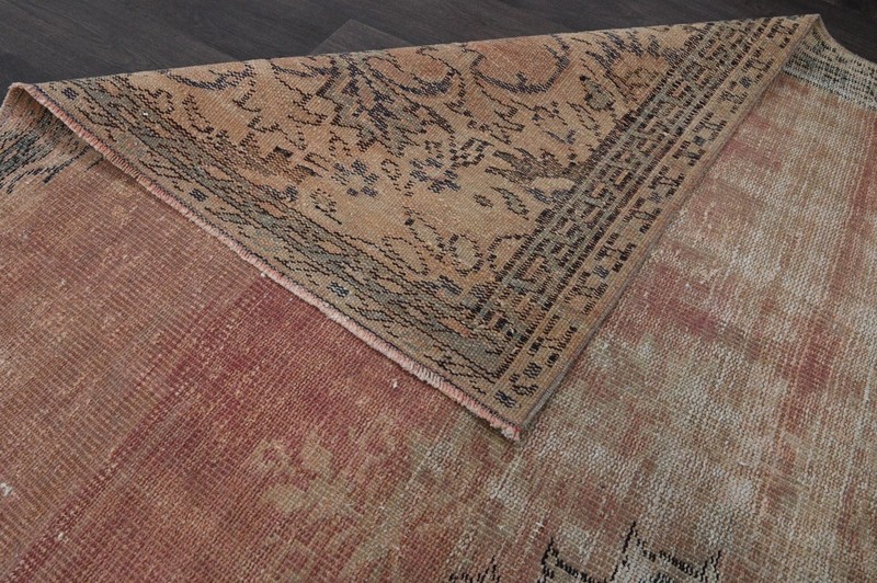 Oushak Turkish Vintage Rug 6x9 Kilim Rug Anatolian Handmade Boho Decor PEACH gallery