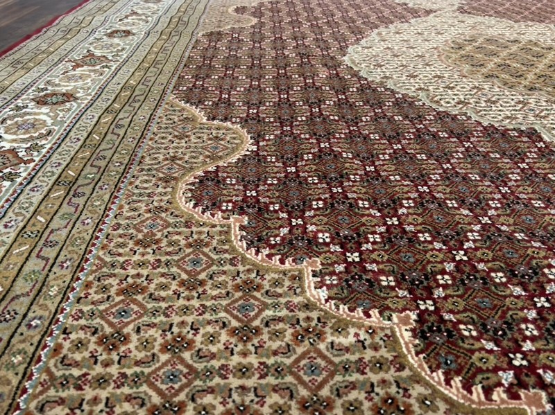 Fine Burgundy Genuine Hand Knotted Mahi Tabrizz Area Rug Carpet 9’x12’3”,#116 gallery