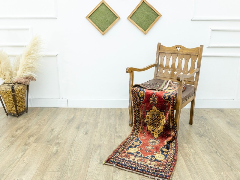 Rare Antique Turkish Yastik Rug 1.9x4.5 ft – Tribal Medallion – Collector Piece gallery