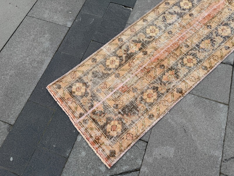 Vintage Oushak Runner Rug 1.6x12.6 ft Skinny Hallway Turkish Rug gallery