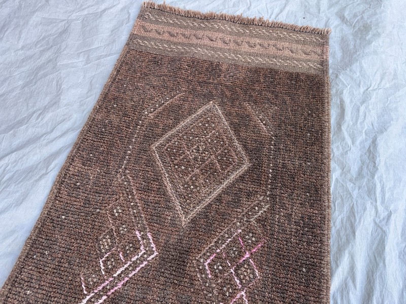 Vintage Afghan Baluchi Mishwani Runner Rug 1’10 x 7’9 ft Wool Faded Kitchen Rug gallery