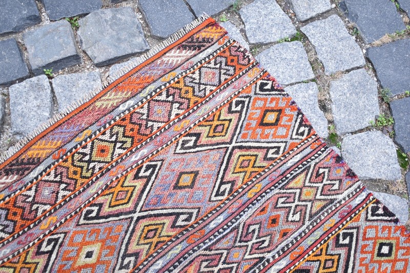 Vintage Turkish Rug 34'' x 32'' Anatolian Rug Fethiye Soumak Rug Wool Area Rug gallery