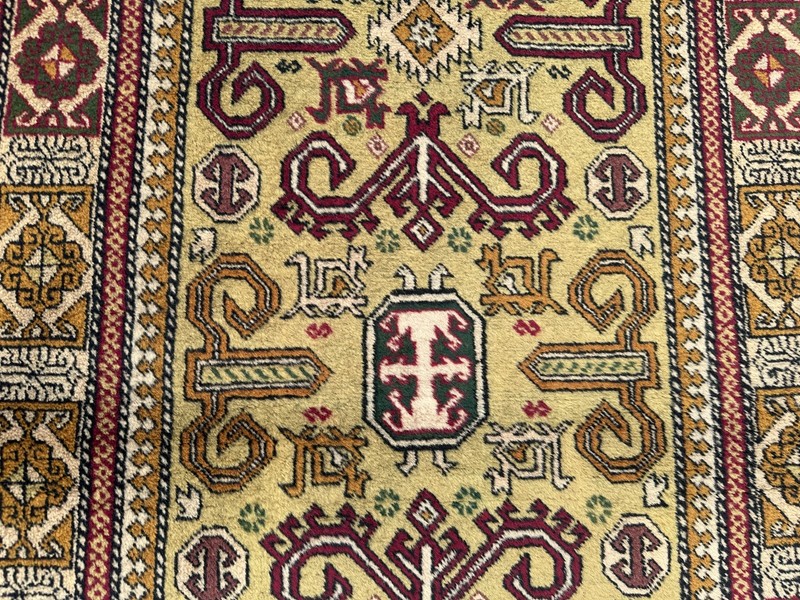 2'6 x 4'4 ft Caucasian Kazak Rug Vintage Hand-Knotted Tribal Area Rug, Moss Rug gallery