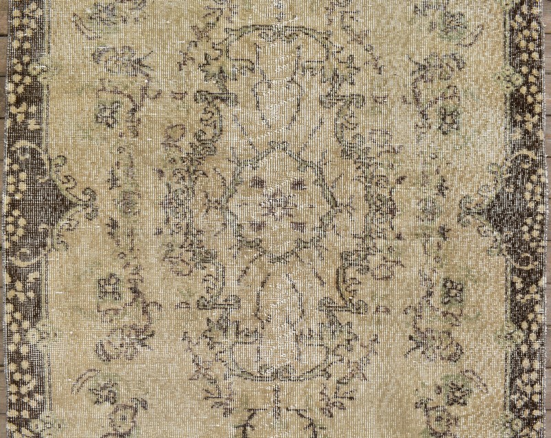 Turkish Rug 46''x86'' Vintage Light Muted Color Oushak Floral Carpet 119x219cm gallery
