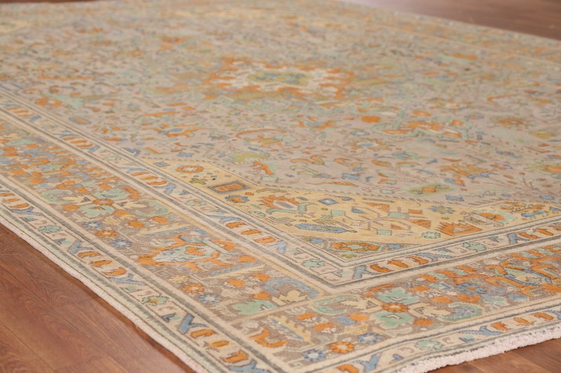 Light Brown Over-dyed Geometric Wool Hand-made Vintage Living Room Rug 8x11 gallery