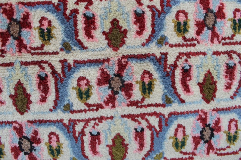 Vintage Hand Made Traditional Oriental Wool White Red Long Runner 228x71cm gallery