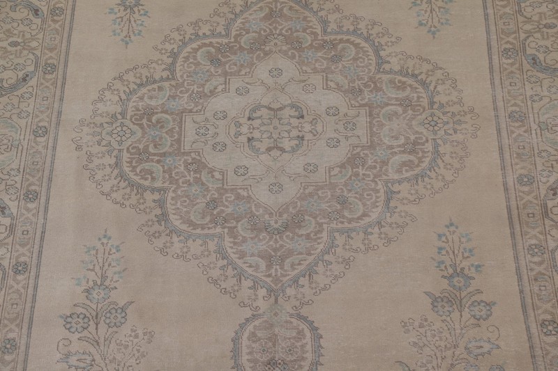 Handmade Beige Wool Distressed Area Rug 10x13 Ft Traditional Living Room Rug gallery