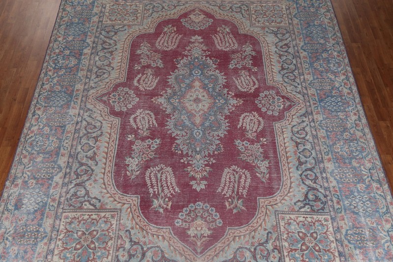 Antique Handmade Red Rug 10x13 Ft Traditional Floral Carpet Vegetable Dye Rug gallery
